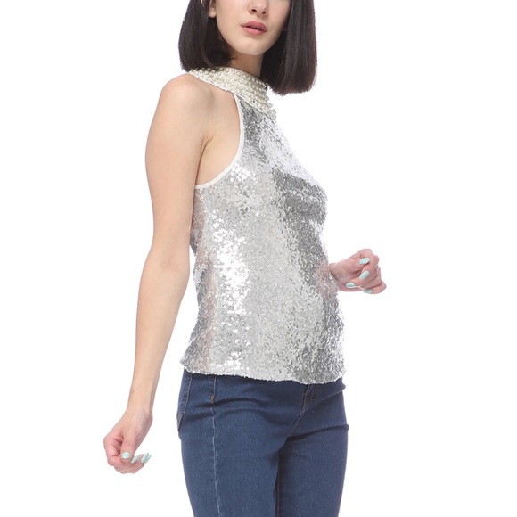 Anna Kaci Sparkle n’ Shine Collection Halter Top - Picture 1 of 9
